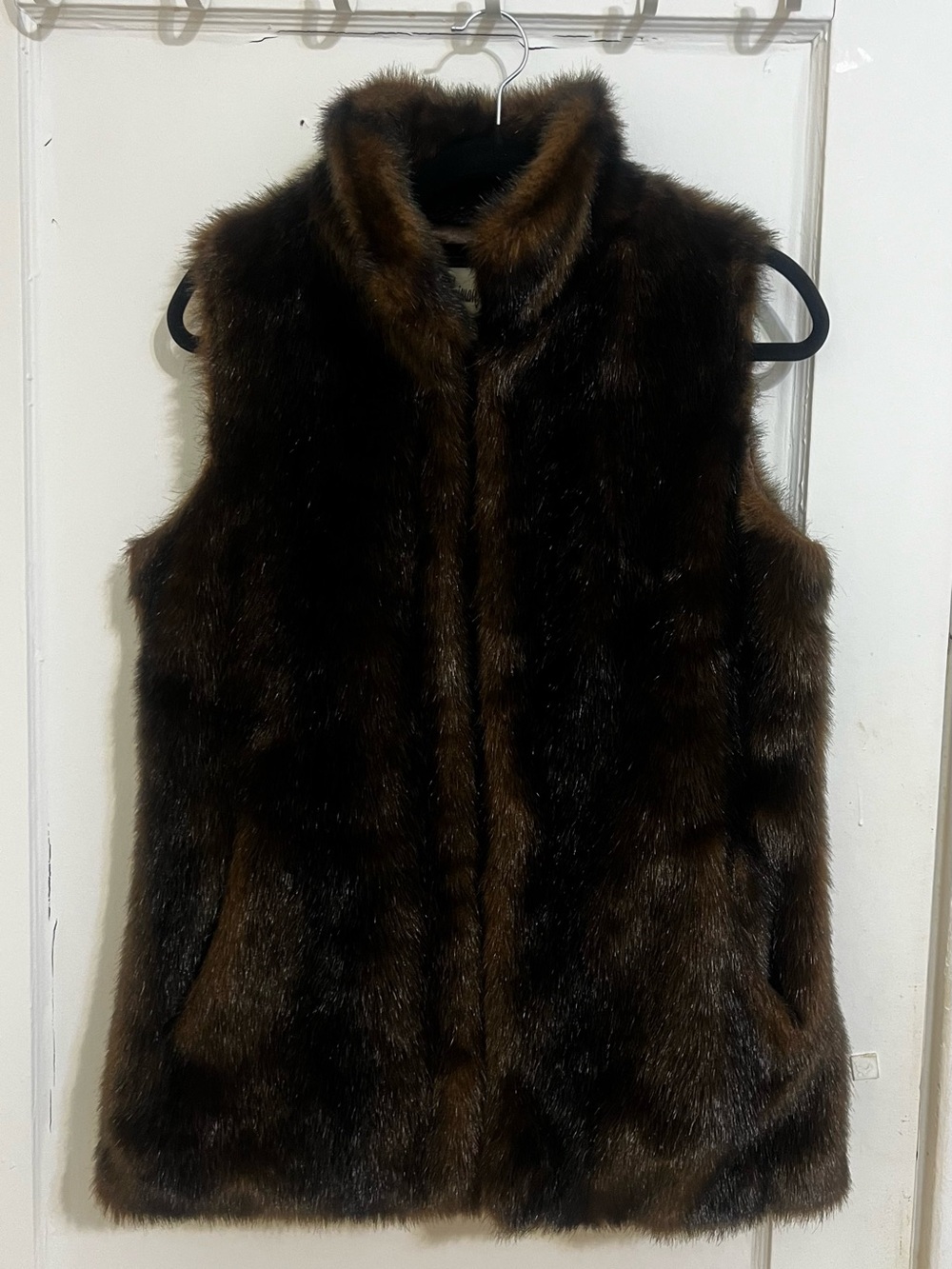 Sleeveless Faux Fur Vest - Brown